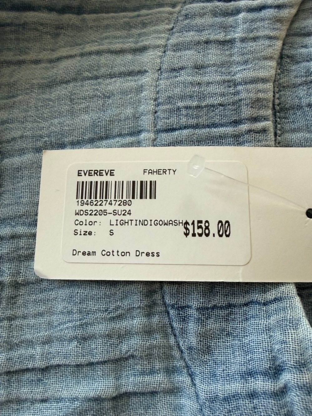 Faherty Light Blue Striped Midi Dress with Waist Tie Size Small NWT $50 - Picture 4 of 4
